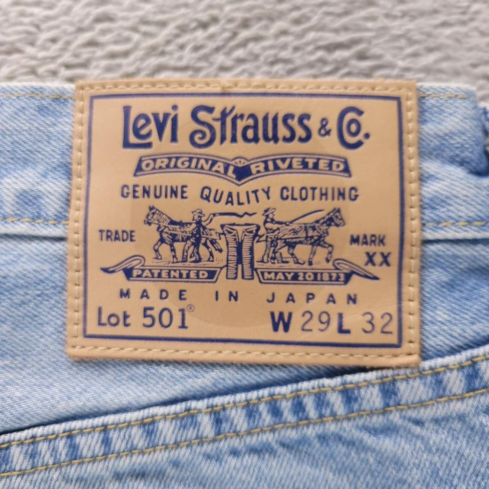 Levi's Jeans Mens 29x32 Blue 501 Straight Made in Japan Selvedge Patchwork Dist
